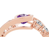 Rose gold Bezel Set Pear Cut Diamond Split Shank Ring_28