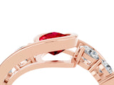 Rose gold Bezel Set Pear Cut Diamond Split Shank Ring_28