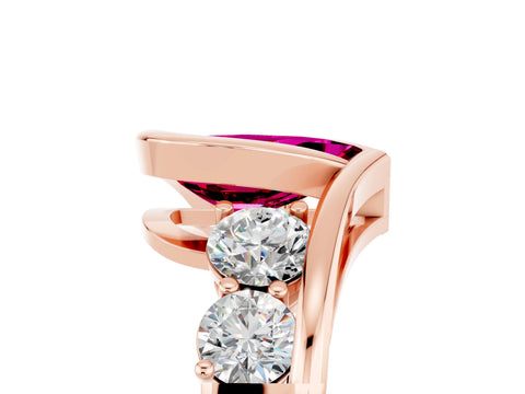 Rose gold Bezel Set Pear Cut Diamond Split Shank Ring_29