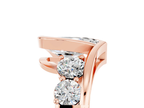 Rose gold Bezel Set Pear Cut Diamond Split Shank Ring_29