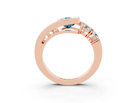 Rose gold Bezel Set Pear Cut Diamond Split Shank Ring_3