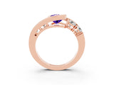Rose gold Bezel Set Pear Cut Diamond Split Shank Ring_3