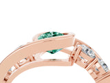 Rose gold Bezel Set Pear Cut Diamond Split Shank Ring_4