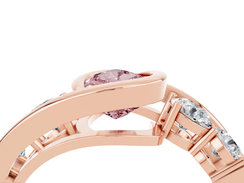 Rose gold Bezel Set Pear Cut Diamond Split Shank Ring_4