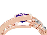 Rose gold Bezel Set Pear Cut Diamond Split Shank Ring_4