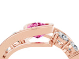Rose gold Bezel Set Pear Cut Diamond Split Shank Ring_4