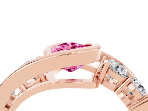 Rose gold Bezel Set Pear Cut Diamond Split Shank Ring_4