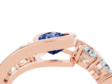 Rose gold Bezel Set Pear Cut Diamond Split Shank Ring_4