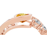 Rose gold Bezel Set Pear Cut Diamond Split Shank Ring_4