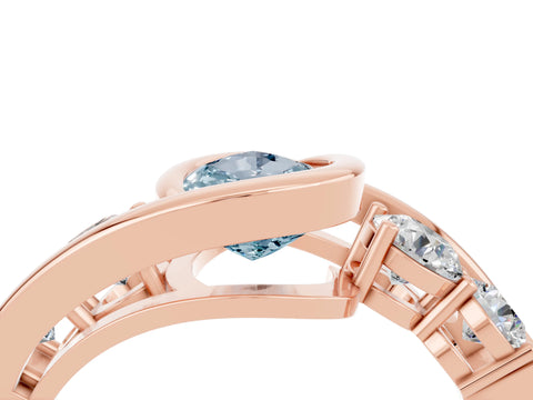 Rose gold Bezel Set Pear Cut Diamond Split Shank Ring_4