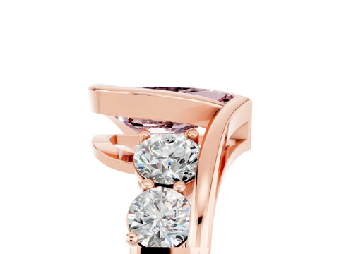 Rose gold Bezel Set Pear Cut Diamond Split Shank Ring_5