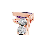 Rose gold Bezel Set Pear Cut Diamond Split Shank Ring_5