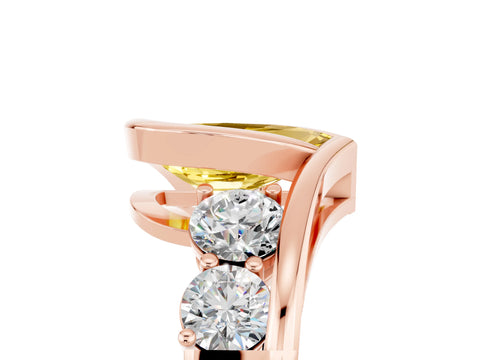 Rose gold Bezel Set Pear Cut Diamond Split Shank Ring_5