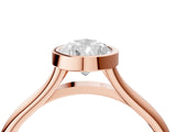 Rose gold Bezel Set Pear Cut Solitaire Ring with Tapered Band