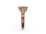 Rose gold Bezel Set Pear Diamond Milgrain Pave Engagement Ring_39