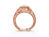 Rose gold Bezel Set Pear Diamond Milgrain Pave Engagement Ring_40