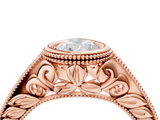 Rose gold Bezel Set Pear Diamond Milgrain Pave Engagement Ring_41
