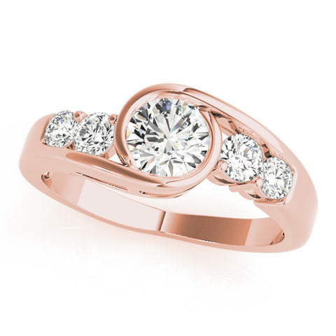 Rose gold Bezel Set Pear Diamond Split Shank Ring 1