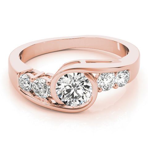 Rose gold Bezel Set Pear Diamond Split Shank Ring 2