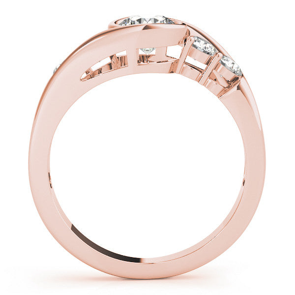 Rose gold Bezel Set Pear Diamond Split Shank Ring