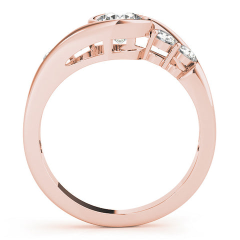 Rose gold Bezel Set Pear Diamond Split Shank Ring