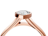 Rose gold Bezel Set Pear Solitaire Diamond Ring with Smooth Band 5