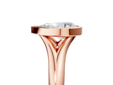 Rose gold Bezel Set Pear Solitaire Diamond Ring with Smooth Band