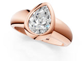 Rose gold Bezel Set Pear Solitaire Ring with Wide Band 3