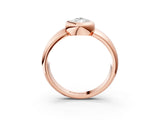 Rose gold Bezel Set Pear Solitaire Ring with Wide Band 5