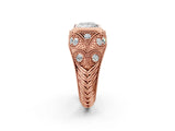 Rose gold Bezel Set Princess Cut Diamond Milgrain Band Ring_11