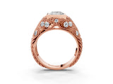 Rose gold Bezel Set Princess Cut Diamond Milgrain Band Ring_12