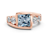 Rose gold Bezel Set Princess Cut Diamond Split Shank Ring