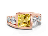 Rose gold Bezel Set Princess Cut Diamond Split Shank Ring