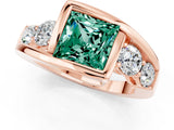 Rose gold Bezel Set Princess Cut Diamond Split Shank Ring_1
