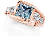 Rose gold Bezel Set Princess Cut Diamond Split Shank Ring_1