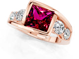 Rose gold Bezel Set Princess Cut Diamond Split Shank Ring_1
