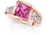 Rose gold Bezel Set Princess Cut Diamond Split Shank Ring_1