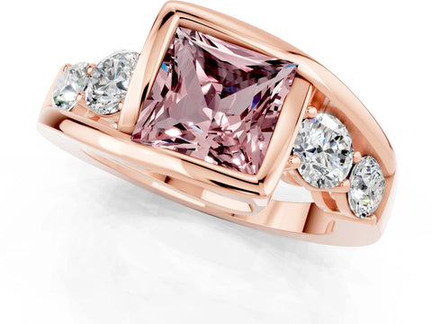 Rose gold Bezel Set Princess Cut Diamond Split Shank Ring_1