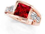 Rose gold Bezel Set Princess Cut Diamond Split Shank Ring_1