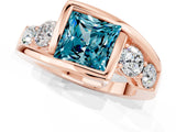 Rose gold Bezel Set Princess Cut Diamond Split Shank Ring_1