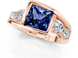 Rose gold Bezel Set Princess Cut Diamond Split Shank Ring_1