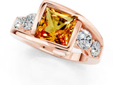 Rose gold Bezel Set Princess Cut Diamond Split Shank Ring_1