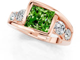 Rose gold Bezel Set Princess Cut Diamond Split Shank Ring_1