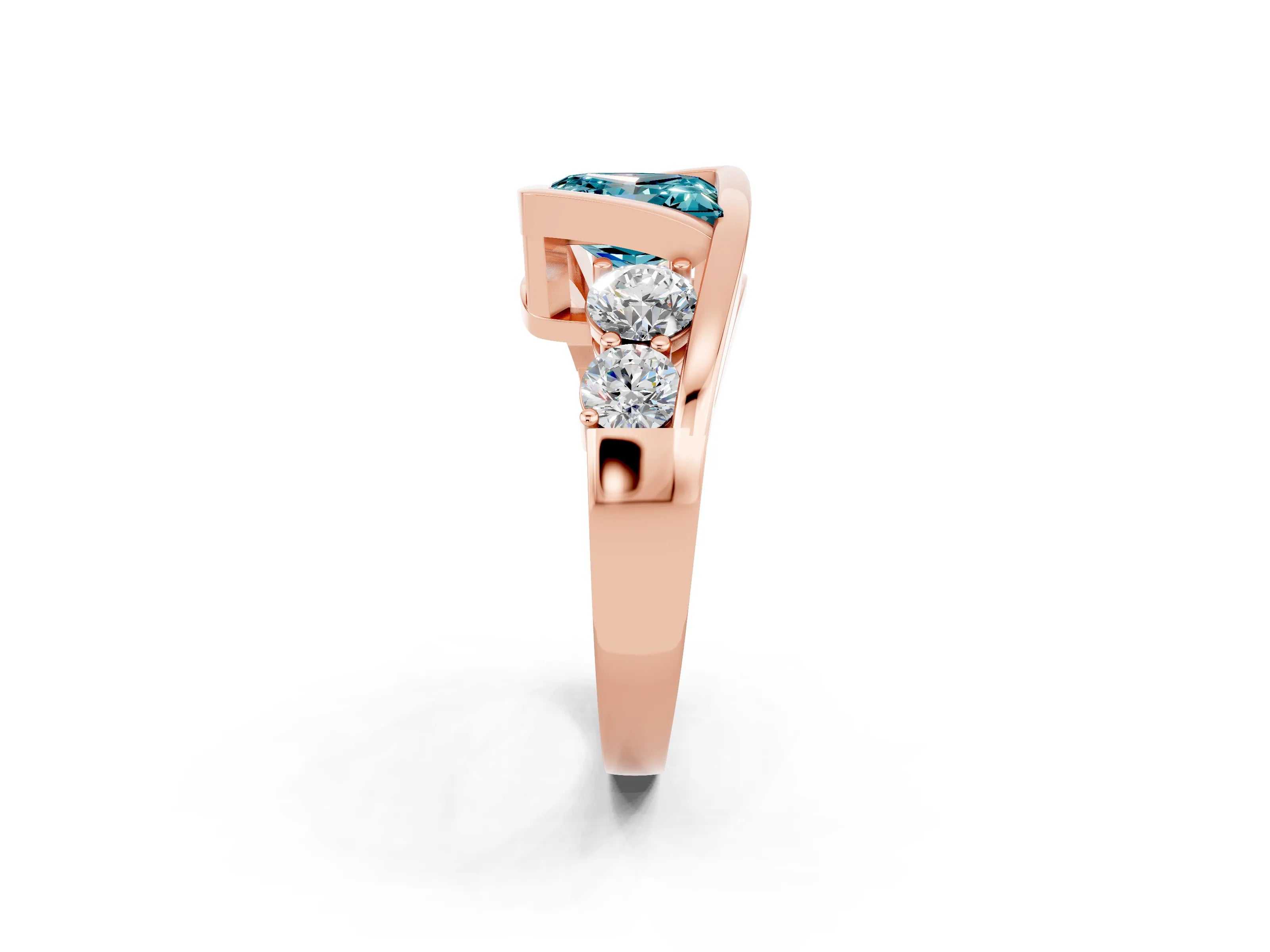 Rose gold Bezel Set Princess Cut Diamond Split Shank Ring_2