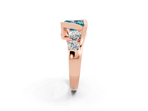 Rose gold Bezel Set Princess Cut Diamond Split Shank Ring_2