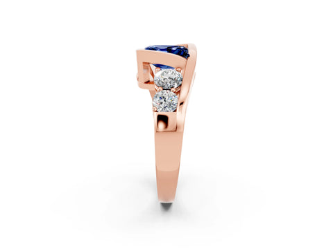 Rose gold Bezel Set Princess Cut Diamond Split Shank Ring_2