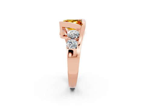 Rose gold Bezel Set Princess Cut Diamond Split Shank Ring_2