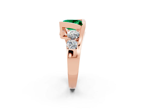 Rose gold Bezel Set Princess Cut Diamond Split Shank Ring_2