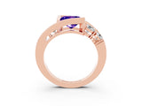 Rose gold Bezel Set Princess Cut Diamond Split Shank Ring_3