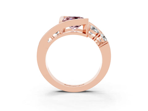 Rose gold Bezel Set Princess Cut Diamond Split Shank Ring_3